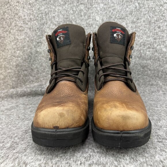 ✅Mens 10 Herman Survivors Revolver Leather Work Boots Brown Soft-Toe Lace-Up FO - Picture 6 of 13